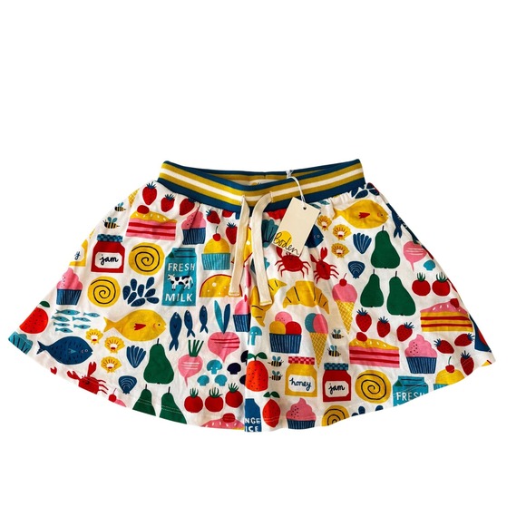 Mini Boden Other - Mini Boden Girls Skort Skort Size 7 8 Y CottonFood Picnic Print Multi Color NWT